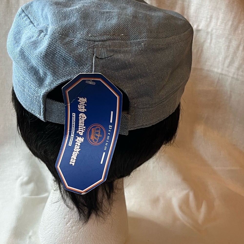 Light Blue Denim Cap With Bling Cross - Picture 4 of 4